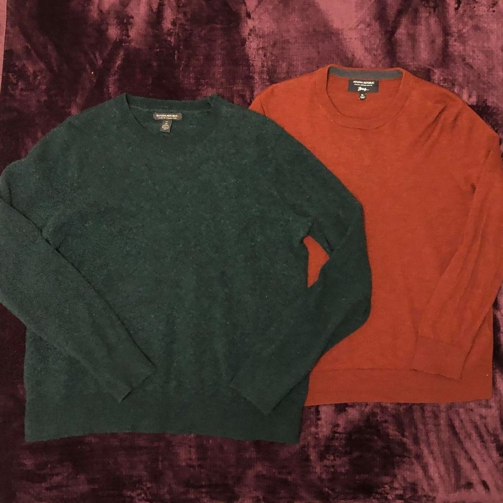 Bundle Banana Republic Men's Italian Wool Crewneck Sweaters (2 Items)